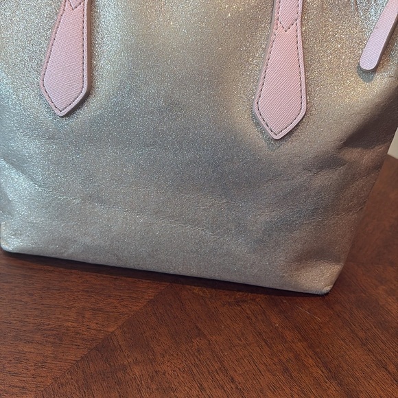 Kate Spade  Glitter satchel  leather gold glitter  pink handles  Sweet  GUC - Picture 7 of 17